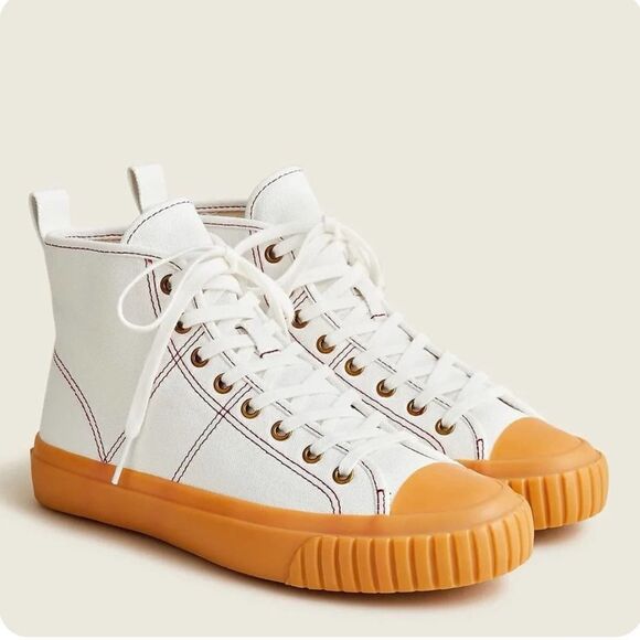 J.Crew High Top Canvas Sneaker in Ivory Gum Size 7 - Picture 1 of 13